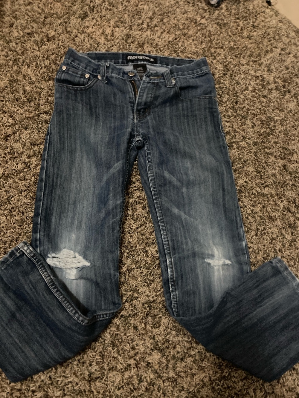Mossimo Supply Co. Kids Dark Blue Distressed Straight Jeans